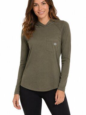 Dickies Performance Sun Shirt Hooded Olive Green Temp-iQ UPF 40+ XS NWT